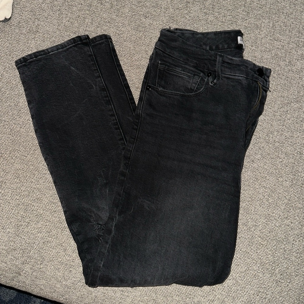 Good American Classic Ripped High Waisted Straight Leg Jeans